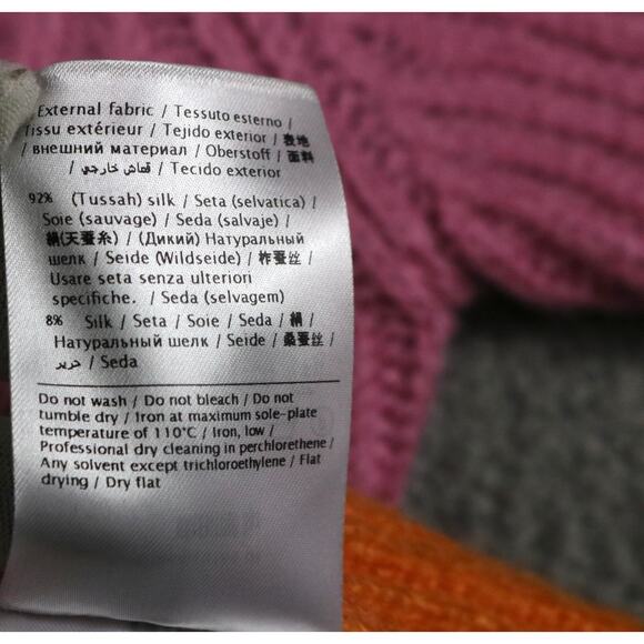 Valentino Sweater Womens Large Silk Pink Colorblock Ribbed Knit Pullover Italy - Picture 6 of 7